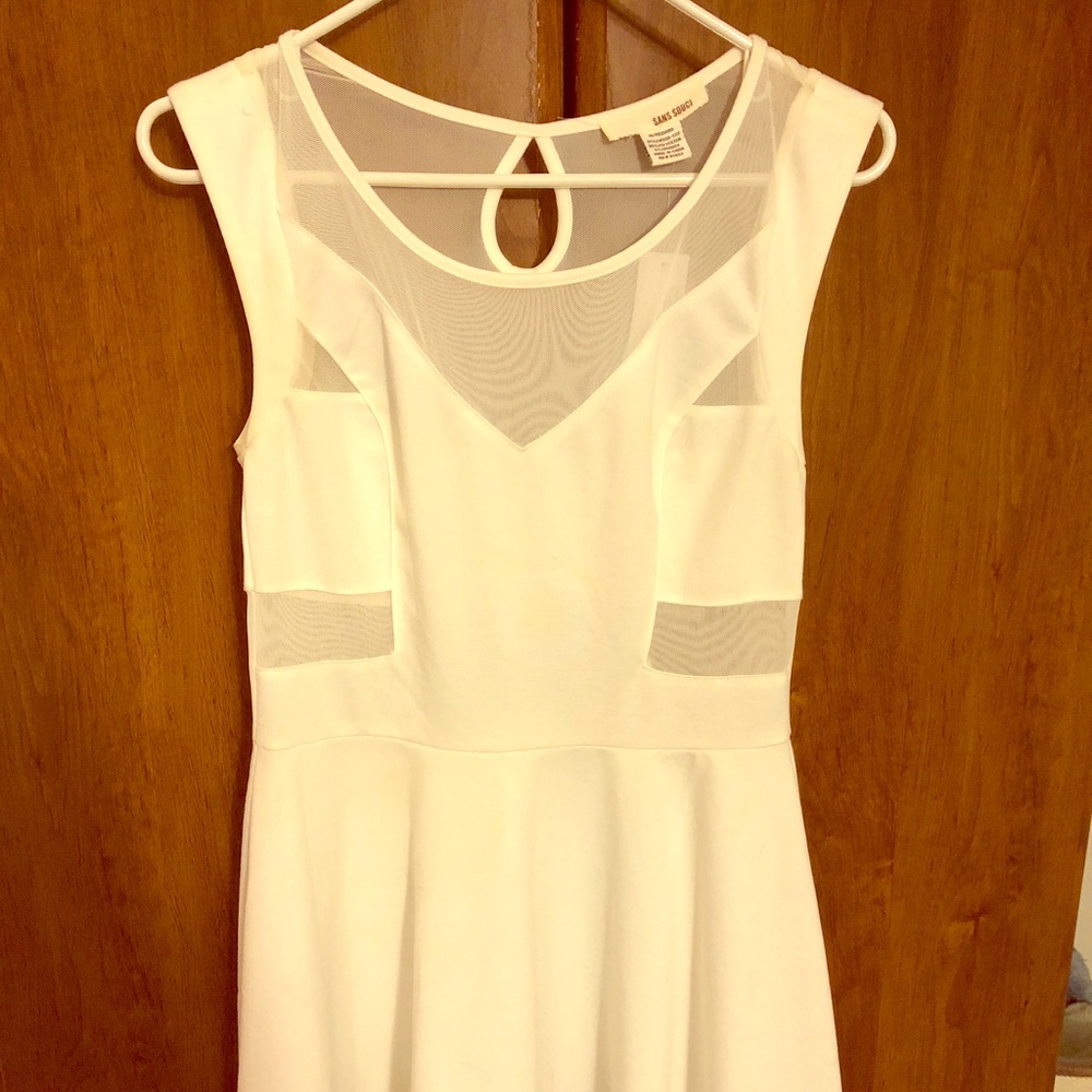 White mesh detail dress